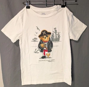 Polo Ralph Lauren Pirate Bear T-shirt Kids 7 White EUC - Picture 1 of 4
