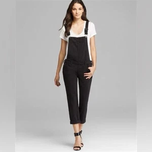 Paige Sierra Black Denim Overalls Adjustable Straps Tapered Leg Casual 29" - Picture 1 of 10
