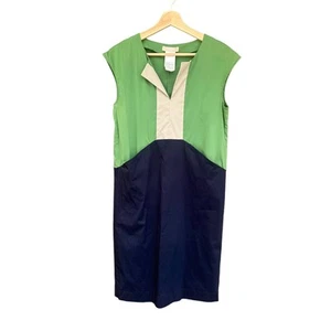 'S MaxMara Max Mara Colorblock Shift Dress Green Navy Blue 6 S Small - Picture 1 of 10
