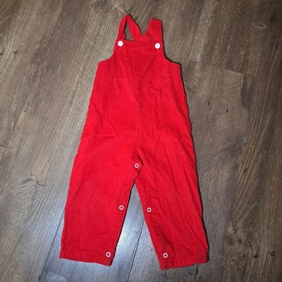 Pantalones de pana rojos de colección Sears infantiles grandes ~3T broches de presión ajustables años 80 Foto 1 de 4