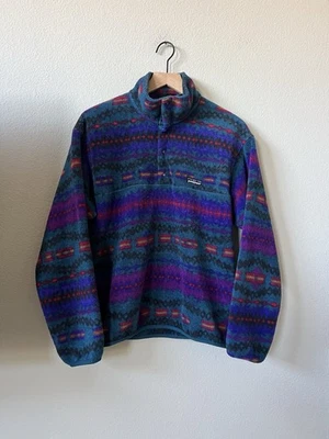 De Colección Años 90 Patagonia Synchilla Snap-T Sacajawea Estampado Bluegrass Vellón Talla Grande Foto 1 de 4