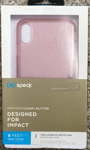Speck Presidio Clear + Gold Glitter Case for Apple iPhone Xs Max 6.5"-Bella Pink - Picture 1 of 3