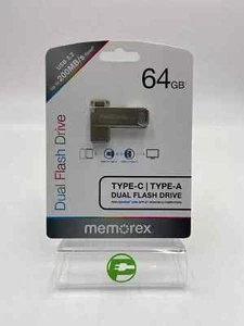 Nueva unidad flash doble Memorex tipo C a tipo A 64 GB sellada 32020106451 plateada - Imagen 1 de 1