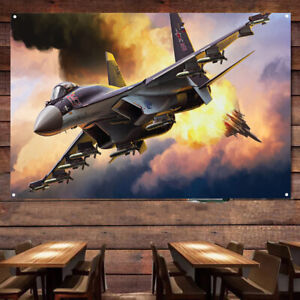 WWII Su-35 Fighter Wall Art Poster Flag Military Aviation Banner Wall Tapestry