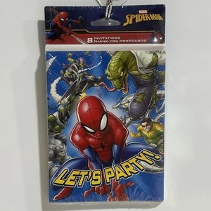 MARVEL Spider-Man 8 Invitations and 8 Thank you post cards Brand New - Picture 1 of 3
