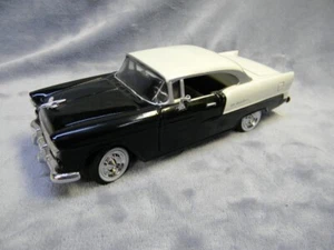 1/24 SCALE 1955 CHEVY BEL-AIR 2DR SEDAN BLACK & WHITE MOTOR MAX DIECAST CAR - Picture 1 of 13