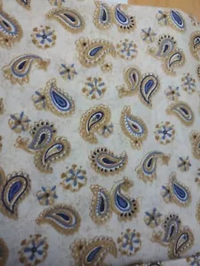 Vintage Sewing Fabric Springs Industries Paisley Purple Tan Cream 16x45" Cotton - Picture 1 of 4