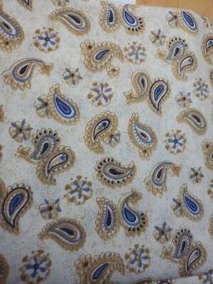 Vintage Sewing Fabric Springs Industries Paisley Purple Tan Cream 16x45" Cotton - Image 1 of 4
