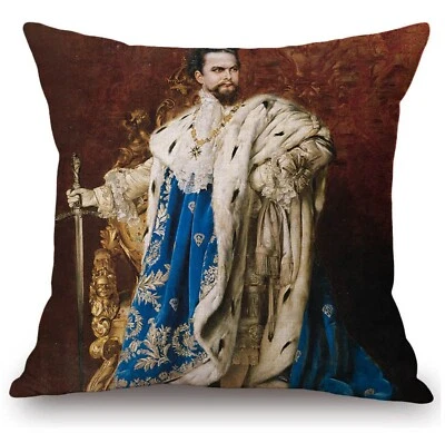 Funda de cojín tela de lona arte clasicismo rey Luis II Gabriel Schachinger - Imagen 1 de 4