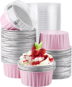 Cupcake Liners, 5Oz 100Pcs Aluminum Foil Cupcake Liners, Muffin Liners Cups with - Picture 1 of 12