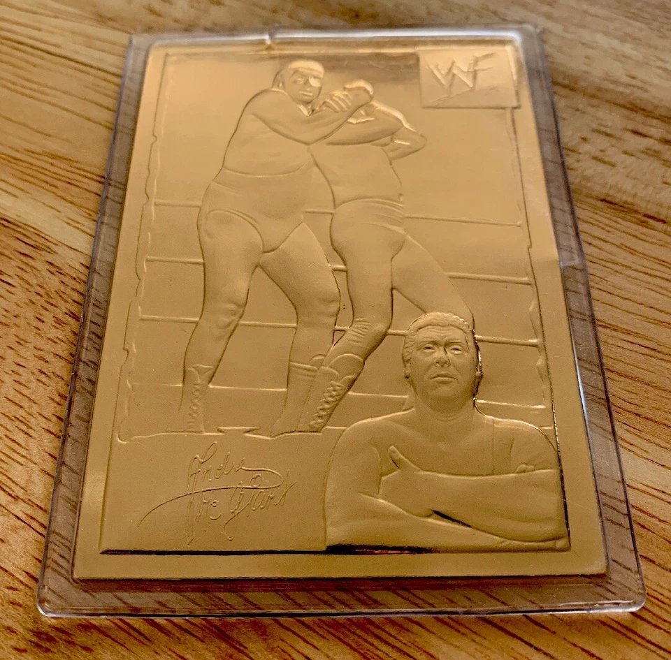 ANDRE THE GIANT 1999 Danbury Mint WWF WWE Wrestling 22Kt Gold Card #1 (Creased) - Image 1 of 2
