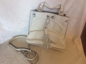 Zara Woman  Leather Beige Handbag W/ Silver Tone Hardware NWT Retails $69.95 - Picture 1 of 12