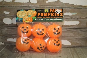 Party Pumpkins Halloween Decoration 6-Pack w/ Hangers - New Vintage Kmart! - Picture 1 of 3