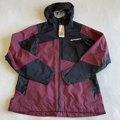 Adidas Xperior Terrex Women Size Large Rain Ready Hiking Jacket Shadow Red - Image 1 of 4