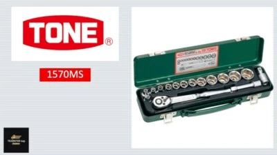 TONE OEM 1570MS 3/8" Drive Socket Wrench Set with Box 17 Tools JAPAN - Image 1 of 4