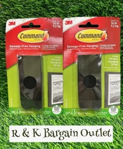 3M Command Large Picture Hanging Strip Black 4 per Pack = 8 Lot Of 2 packs - Picture 1 of 1