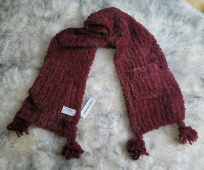 NWT URBAN OUTFITTERS ASTER FUZZY KNIT SCARF WITH POCKETS POM POM TASSELS $39.00 - Image 1 of 4
