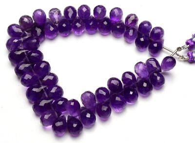 Gema Natural Brasil Amatista 11x8mm Tamaño Facetado Forma Lágrima Briolette 9" AA Foto 1 de 4