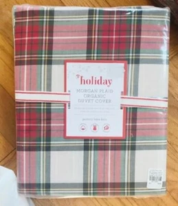 Pottery Barn Morgan Plaid Duvet Cover Red Twin Cotton Percale Not Flannel Kids - Picture 1 of 1
