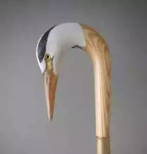 Wooden walking stick hand carved Beautiful Heron bird wooden walking cane - Picture 1 of 2