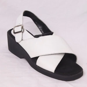 Liz Claiborne Sandals Womens 9US 6.5UK 40EU White Cross Comfort Slingback Buckle - Picture 1 of 15