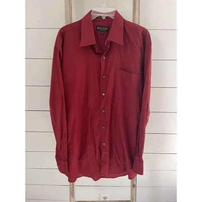 Camisa Roja a Cuadros Roberto Villini Abotonada 100% Algodón Talla 17 34/35 Foto 1 de 4