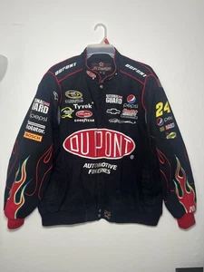 Vintage NASCAR #24 Jeff Gordon Dupont Large Racing Jacket w/ Flames A1 condition - Picture 1 of 20