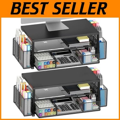 Space-Saving Computer Riser with Pen Holders - Image 1 of 4