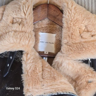 Новый с Ярлыками Avec Les Filles искусственного стриженный мех Moto мотоциклиста куртка размер маленький - Изображение 1 из 4