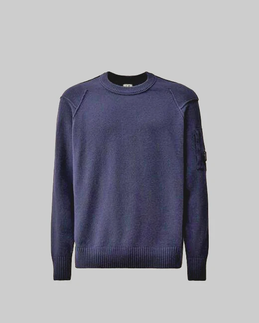 C.P. Company – Suéter De Lana De Cordero RFCMKN707A Azul Hombre Nuevo FW25 - Imagen 1 de 4