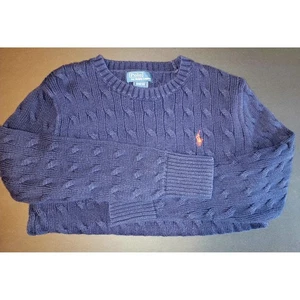 Polo Ralph Lauren Cable Knit Sweater Red Pony Logo Kids Size M (10-12) - Picture 1 of 5