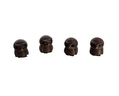 4pc Set Brown Owl Bird Valve Stem Cap Covers Unique Stylish 3D Printed Gift - Image 1 of 4