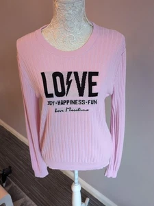 Love Moschino Love Joy Happiness Fun rosa gerippter Pullover Größe 16 - Bild 1 von 4