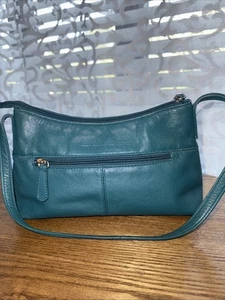 Stone Mountain Green Leather Handbag Zipper Close - Picture 1 of 15