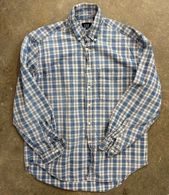 Vintage 90's Gap Button Down Shirt Men's Small Blue Americana Outdoor Grunge - Image 1 of 4