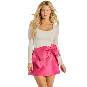 Windsor schicker rosa Satin Schleife Detail Minirock Größe Medium neu mit Etikett - Bild 1 von 11