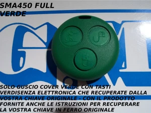 COVER GUSCIO E TASTI VERDE PER TELECOMANDO SMART FORTWO 450 USA TUA CHIAVE - Foto 1 di 1