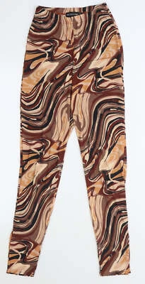 PRETTYLITTLETHING Womens Brown Polyester Blend Joggers Size 6 - Image 1 of 4