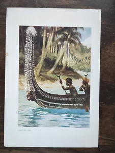 A South Sea Canoe - Antique Print - 1908 - Picture 1 of 1