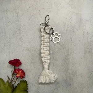 Schlüsselanhänger Makramee Pfotenabdruck - Bild 1 von 2