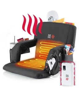 The Hot Seat Dual Heated Stadium Bleacher Seat Reclining Padded Back Arm Support - Picture 1 of 16
