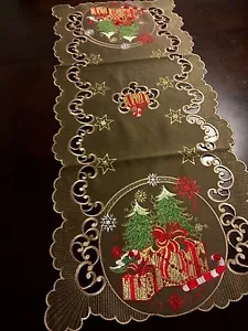 16x36"Embroidered Christmas Tablecloth Tree Gift Table Runner Holiday Home Decor - Picture 1 of 4