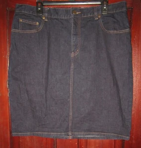 LRL Ralph Lauren Jeans Co. Sz 16 Jean Skirt Dark Wash Denim Pencil Stretch Blue - Picture 1 of 3