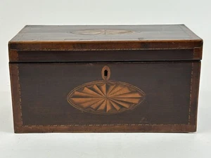 18th CENTURY ENGLISH INLAID SHERATON TEA CADDY - Picture 1 of 8