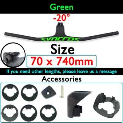 -20° 70/80/90*740mm Completo Carbono MTB BMX Bicicleta Manillar Integrado con Vástago Foto 1 de 4