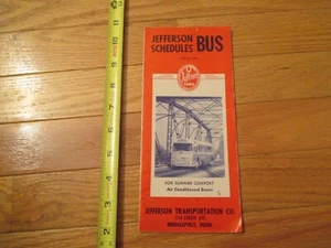 Folleto de viaje turístico Jefferson 1956 horarios de autobuses Minneapolis Minnesota sin usar - Imagen 1 de 4
