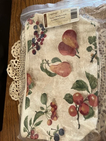 Longaberger Fruit Medley SMALL BOARDWALK ZIPPERED Basket Liner ~Made in USA~NEW Cover