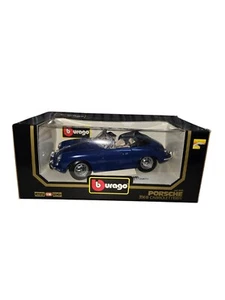 Burago 1:18 Scale Diecast 3051 Porsche 356B Cabriolet 1961 Flat Blue - Picture 1 of 6