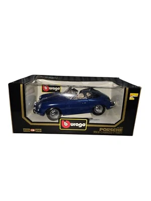 Burago 1:18 Scale Diecast 3051 Porsche 356B Cabriolet 1961 Flat Blue - Image 1 of 4