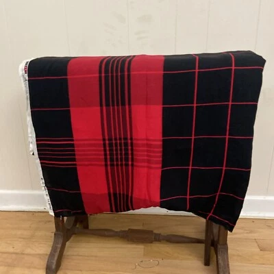 Bold Red White Plaid Stripe JBJ Fabrics Vintage Stretchy Soft  Y2K 40” X 108” - Image 1 of 4